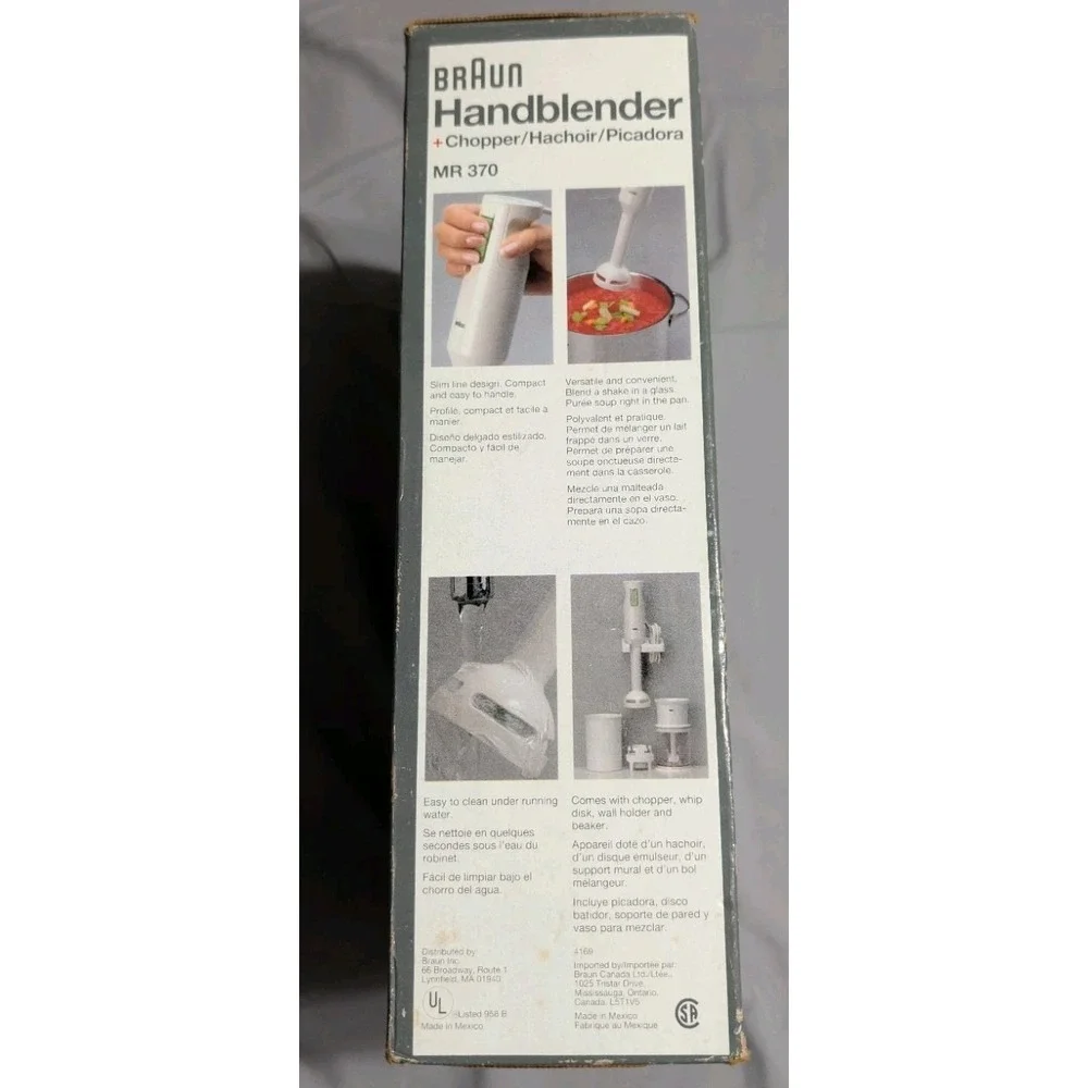 VTG Braun MR370 Hand Blender Immersion Stick + Chopper Attachment Tested w/ Box - Picture 9 of 10